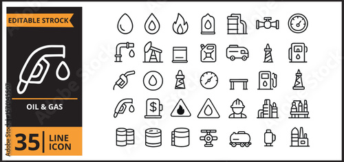 Oil and Gas Icon Set, Vector Illustration.