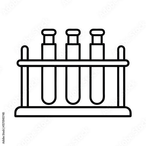 Lab test tubes rack labels clean line drawing Vector illustration