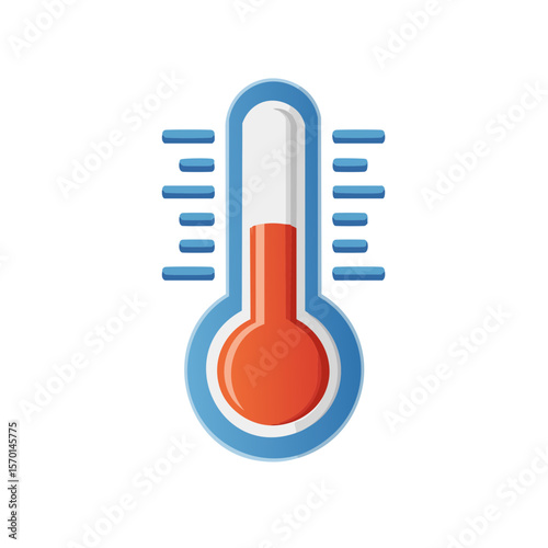 Elevated temperature shown on thermometer indicating fever or heat index for weather forecast simple design with scales