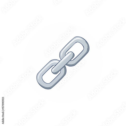 Silver Metal Chain Links Connection on White Circle Background Illustration