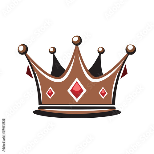 Cartoon illustration of a royal crown with jewel accents on a black background symbol of power or accomplishment