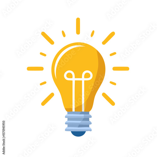 Illuminated Light Bulb Symbolizes Innovation and Creative Thinking with Glowing Rays on Black Background