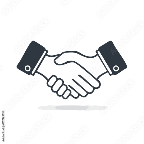 Simple Handshake Icon Symbolizing Agreement Partnership Cooperation and Contract on Black Background