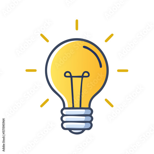 Illuminated Lightbulb Icon Concept Shining with Creative Inspiration on Black Background