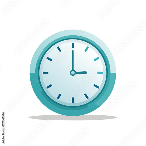 Teal round clock shows time management punctuality appointment deadline meeting schedule timer measurement urgency reminder