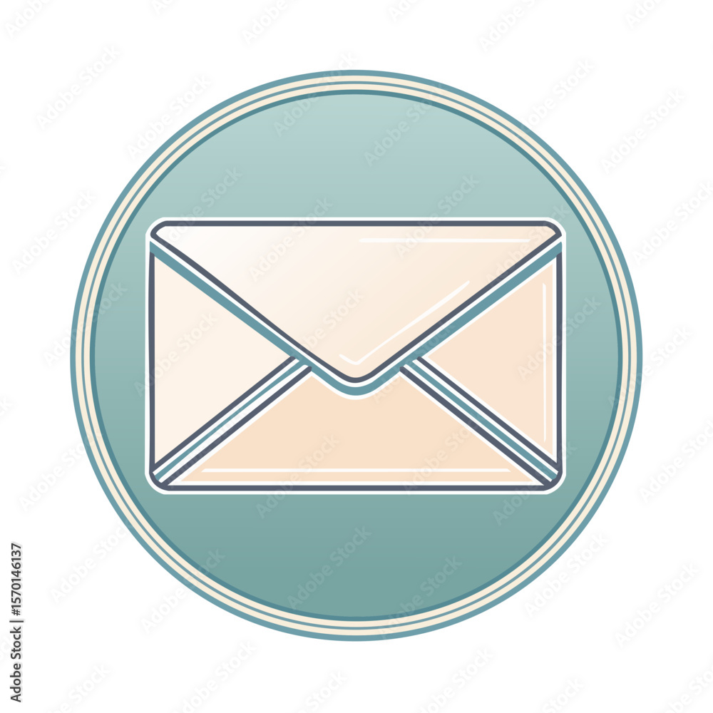 Envelope Icon in Circular Frame Pastel Colors Mail Message Communication Concept