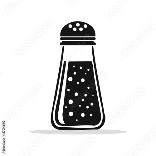 Stylized black and white salt shaker illustration for culinary design and food related projects simple kitchen seasoning concept