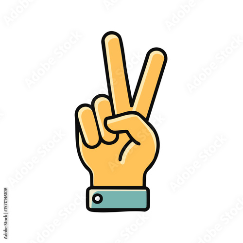 Hand making the peace sign on black background. Gesture of friendship and peace symbol.