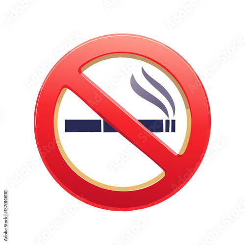 No Smoking Illustration: Cigarette Inside Red Circle with Diagonal Line