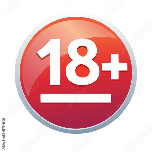 Age Restriction Symbol Eighteen Plus Sign in Red Circle Graphic with Line, Access Control Adult Only