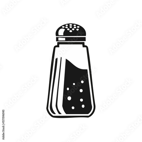 Minimalist salt shaker illustration black and white condiment flavor enhancer seasoning dispenser cooking ingredients design