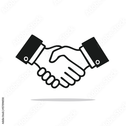 Handshake icon in minimal style symbolizing agreement partnership and success on black background business deal icon vector