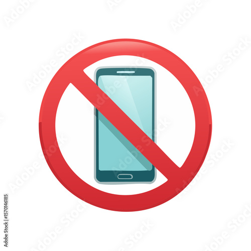 No Cellphone Sign with Red Circle and Slash Illustrating Mobile Phone Restriction Concept