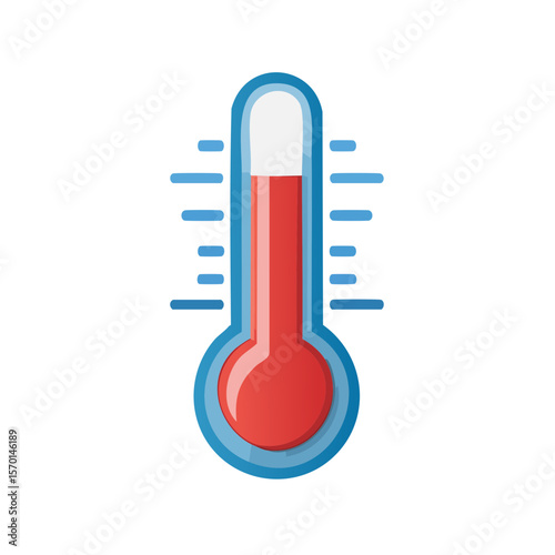 Red liquid thermometer showing high temperature indicating hot weather or fever, illustration on black background, health and climate change concept