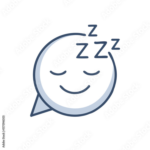 Sleepy Emoji in Speech Bubble with Zzz Icons Depicting Sleeping and Dreams on Black Background