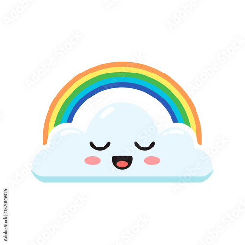 Cartoon cloud with rainbow weather design illustration bright cheerful happy and whimsical sky element for kids children's content