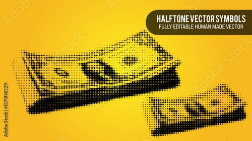 Halftone Vector Set Of Money