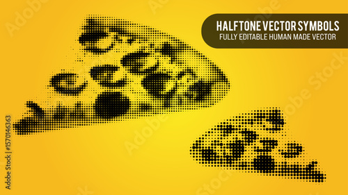 Halftone Vector Set Of Pizza