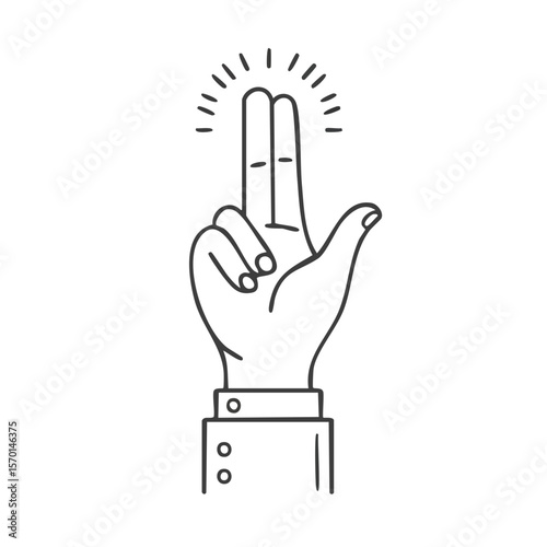 Two Fingers Touching Line Art Illustration Hand Gesture Suit Sleeve Business Concept