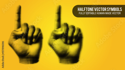 Halftone Vector Set Of A Hand Pointing