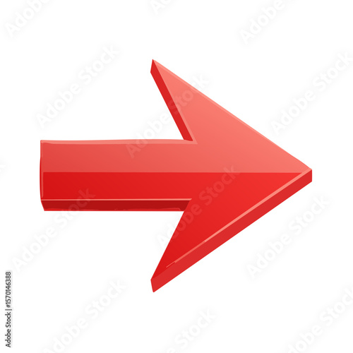 Red arrow pointing right for navigation or direction on a black background to indicate forward motion or choice