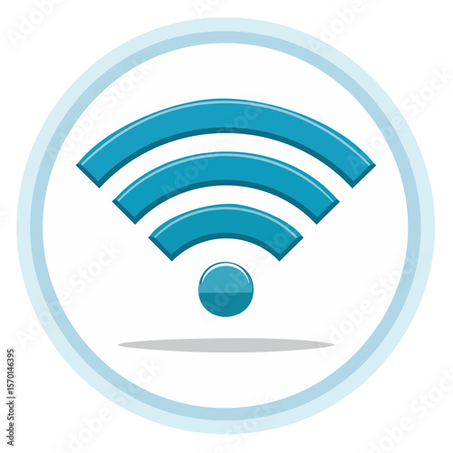 Blue wifi signal icon in circle frame symbolizing wireless internet connection point
