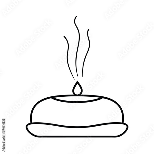 Meditation cushion incense peace sketch style Vector illustration