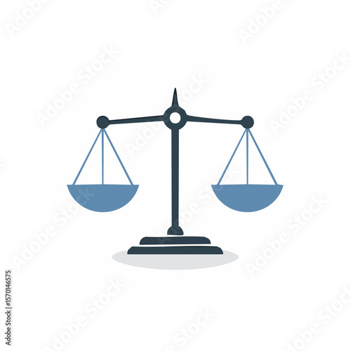 Illustration of justice scales symbol of equality law and balance on clean circle shape background