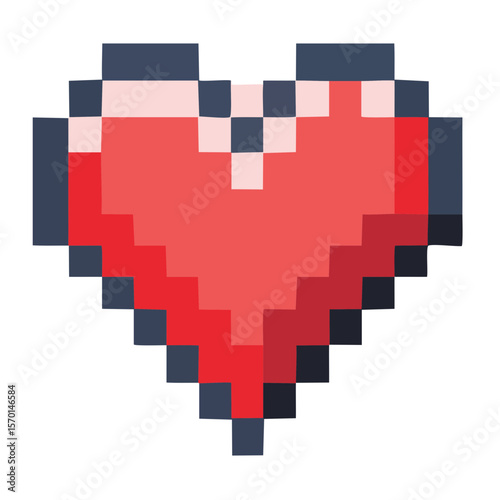 Red Pixel Heart on Black Background Illustrates Love, Health, and Gaming