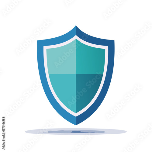 Stylized Graphic Shield Security Symbol in Blue Teal and White for Protection Concepts