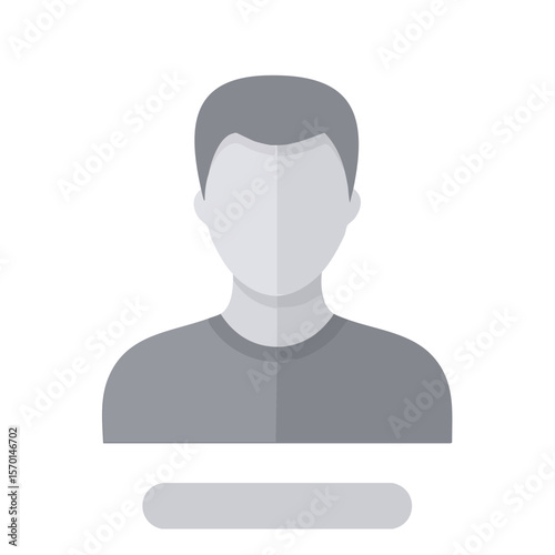 Anonymous person icon illustration. Simple grayscale faceless avatar symbol for user profile or social media use.
