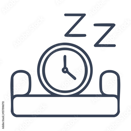Sofa Sleep Icon with Clock Depicting Afternoon Nap Time Rest and Relaxation
