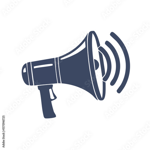 Illustration of a megaphone making sounds announcement icon promotion design attention loud public message communication