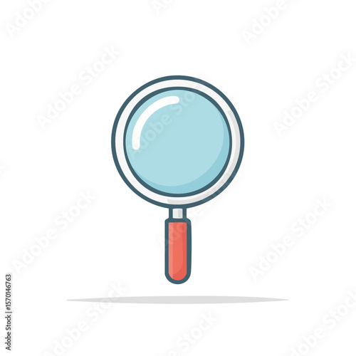 Magnifying glass illustration for research analysis and investigation concept with flat design and blue lens on a black background