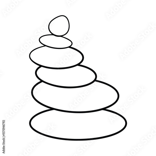 Mindfulness stones stacked calm line drawing Vector illustration