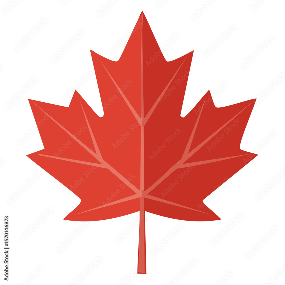 Naklejka premium Illustration of a red maple leaf on a black background. Simple vector design for autumn, national pride or nature themed graphics.