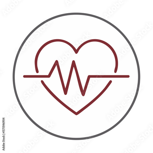 Heartbeat line graphic symbol health and wellness in circle. Vital sign flat vector icon illustration. Medical cardiology concept of love and life.