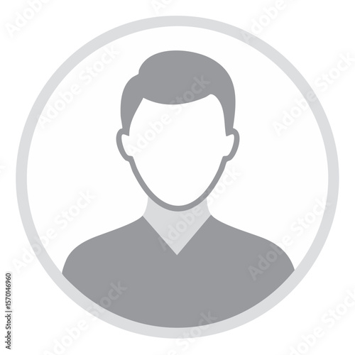 Generic avatar profile icon of a man for social media and user interface design in shades of gray and white on a black background