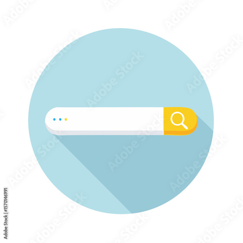Searching online internet search bar flat design user interface circle icon vector illustration find information discovery magnifying glass
