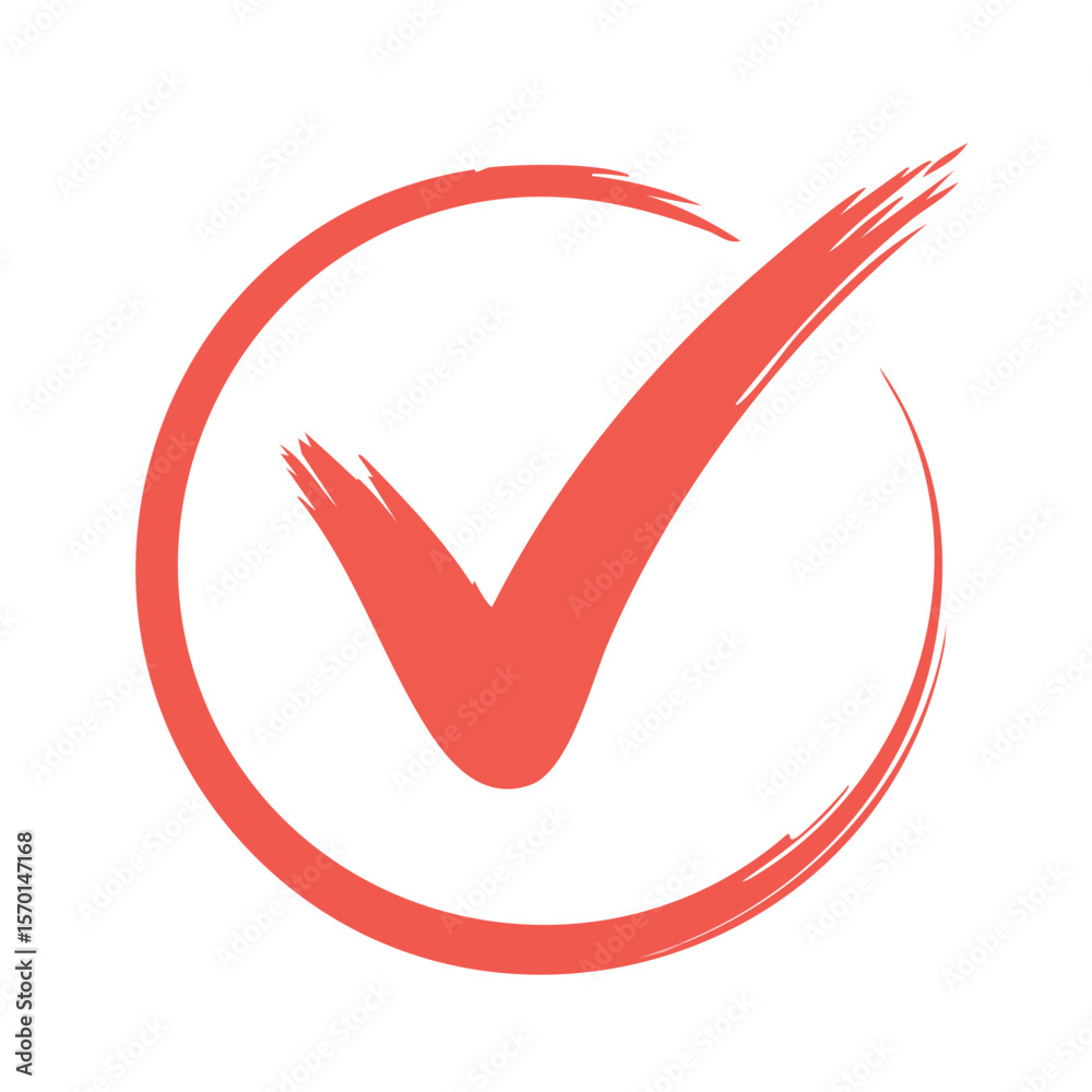Hand-Drawn Coral Check Mark Icon within Circle Symbolizes Approval or Acceptance on Black Background Simple Design Hand-Drawn Coral Check Mark Icon within Circle Symbolizes Approval or Acceptance on Black Background Simple Design
