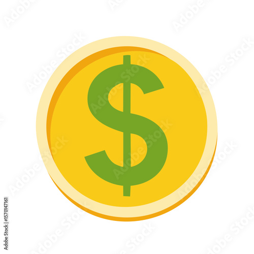 Simple Graphic of a Gold Coin with a Green Dollar Sign on a Black Background