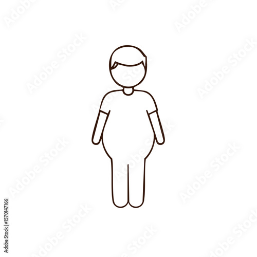 Simple Line Art Depiction of an Overweight Male Figure on a Black Background