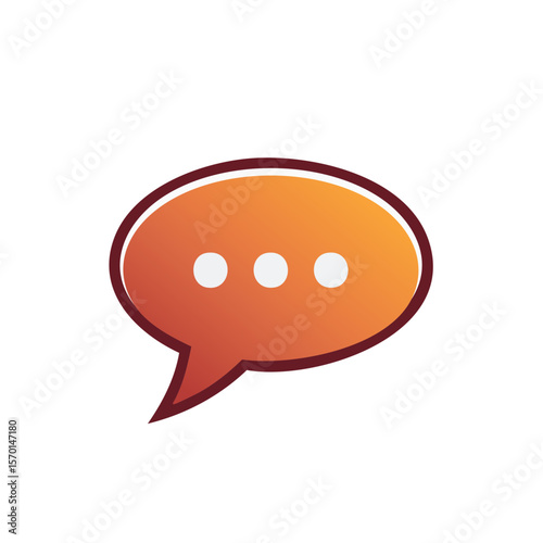Orange communication bubble with white ellipsis dot pattern on solid black background for messaging or notification icons