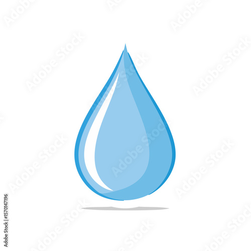 Isolated blue water droplet with light reflection on a dark background representing purity and freshness