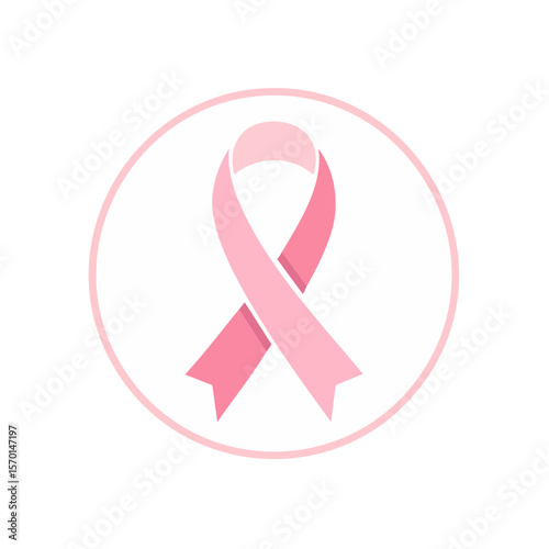 Symbolic Pink Ribbon Icon in Circle Shape for Medical Awareness and Support