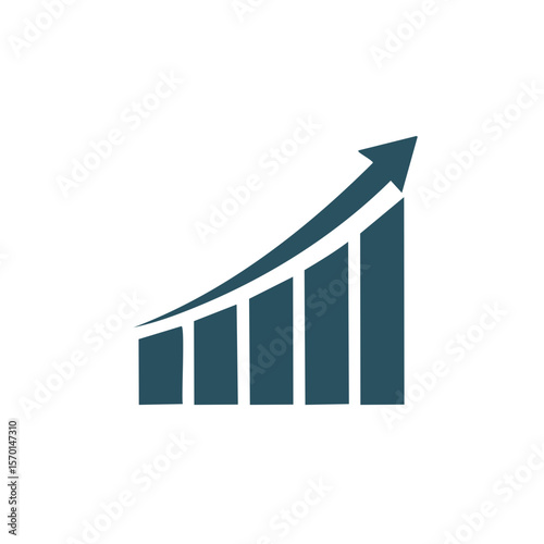 Rising Bar Chart with Arrow, Growth Illustration, Financial Success on Black