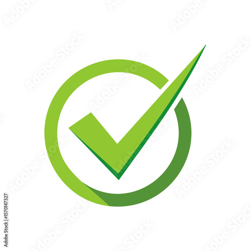 Green Check Mark Icon Symbol of Approval Correct Verification Completion on Black Background