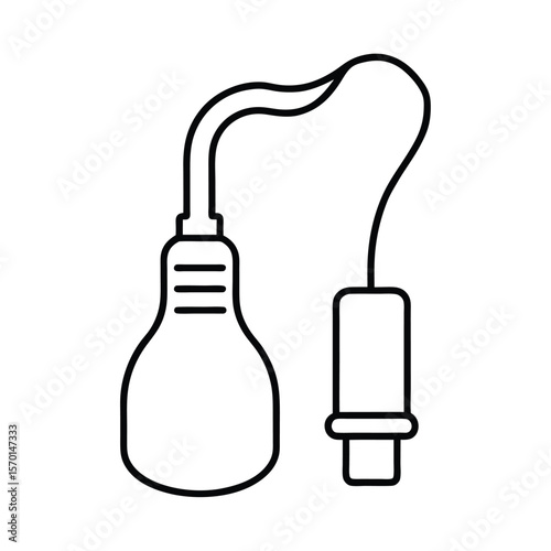 Nebulizer machine mouthpiece respiratory therapy line art Vector illustration