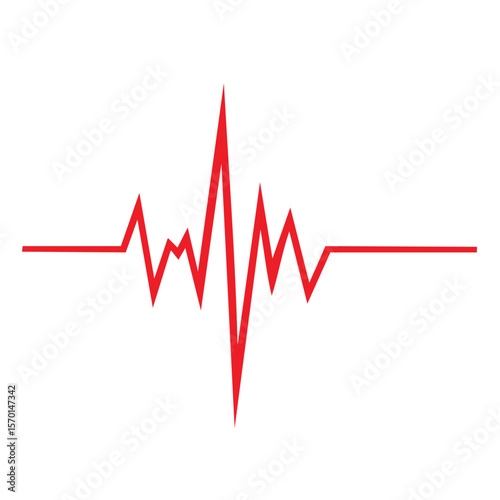Red Heartbeat Line on Black Background for Medical and Technology Visualizations Displays a Pulse Rhythm for Diagnostics