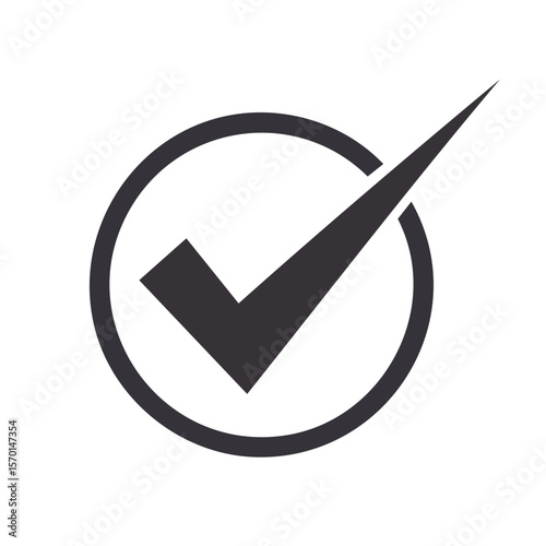Checkmark in Circle Design Element Minimalist Aesthetic on Black Background Symbol of Approval